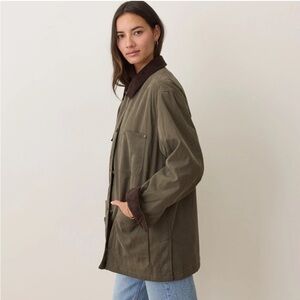 Marine Layer Khaki and Dark Brown Utility Jacket - worn ONCE